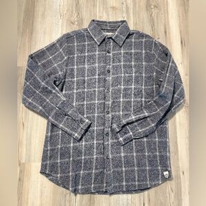 Free Planet Plaid Flannel Button-Up Shirt – Blue/Gray – Size M